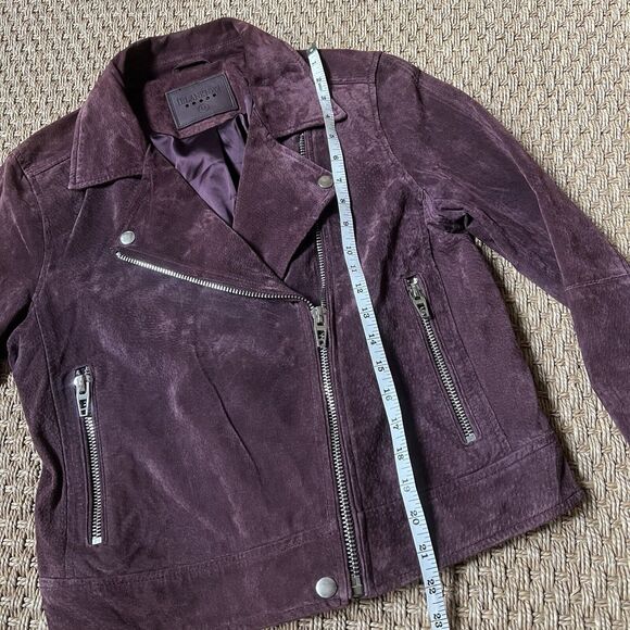 BLANK NYC Burgundy Suede Leather Moto Jacket Offset Zipper  SZ M 90s Grunge Y2K - Picture 11 of 12